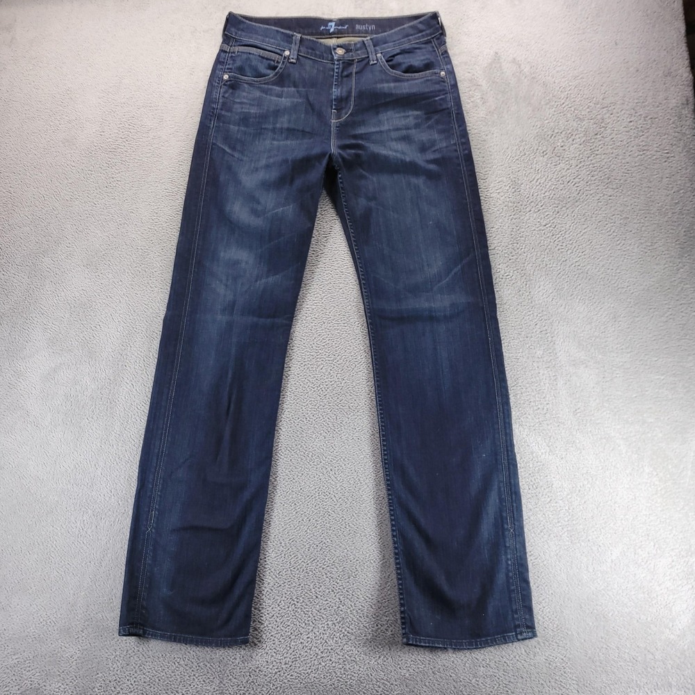7 For All Mankind Jeans Mens 32x34 Blue Austyn Relaxed Straight Dark Wash Denim